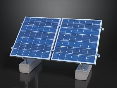 Dual Solar Panels Mounted On Sturdy Base For Outdoor Energy Use 3d model