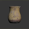 Handcrafted Clay Jar Sculpture With Yellow Red Patina And Textured Surface