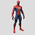 Spider Man Character In Red And Blue Costume With Spider Emblem And Gloves