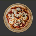 Freshly Baked Margherita Pizza with Tomato Sauce Mozzarella and Basil on Wooden Board