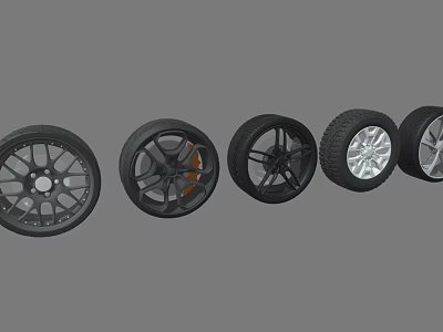 Different Car Tire Designs With Stylish Wheel Rims And Unique Tread Patterns 3d model