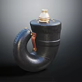 Stylish Black Metal Flask With Gold Lid And Curved Leather Handle For Daily Use