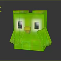 Cute Pixelated Green Bird Character With Big Eyes And Yellow Beak