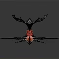 Phoenix Mythical Bird With Black Flame Like Wings And Red Body Features