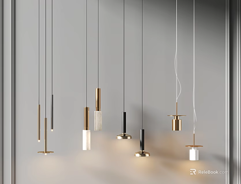 Modern Metal Pendant Lights With Diverse Designs And Hanging Styles 3d model 