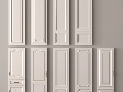 White Wardrobe Doors with Various Paneled Styles and Classic Design Details 3d model