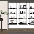 New Ornaments Combination Bookshelf Bookcase Teapot 3d model