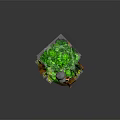 Adorable Orange Game Character Sitting on Floating Island with Green Tree and Grass