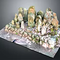 Ancient Stonehenge Model With Standing Stones And Surrounding Rock Walls