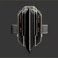 Futuristic Modern Metal Spear Weapon With Striped Pole And Decorative Design