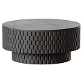 Round Wooden Coffee Table With Woven Design And Smooth Top Surface 3d model
