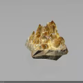 Natural Orange Crystal Cluster With Shiny Mineral Formations On White Matrix