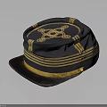 Dark Blue Hat With Gold Trim And Decorative Emblem Design