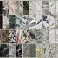 Diverse Marble Wall Panel Samples Featuring Various Patterns And Colors 3d model