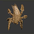 Golden Spiked Mythical Creature With Detailed Mechanical Design And Shiny Texture