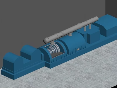 Industrial Mechanical Equipment With Blue Base And Gray Cylindrical Spiral Components 3d model