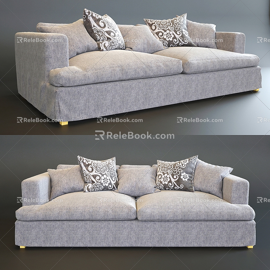 American double sofa sofa living room sofa 3d model