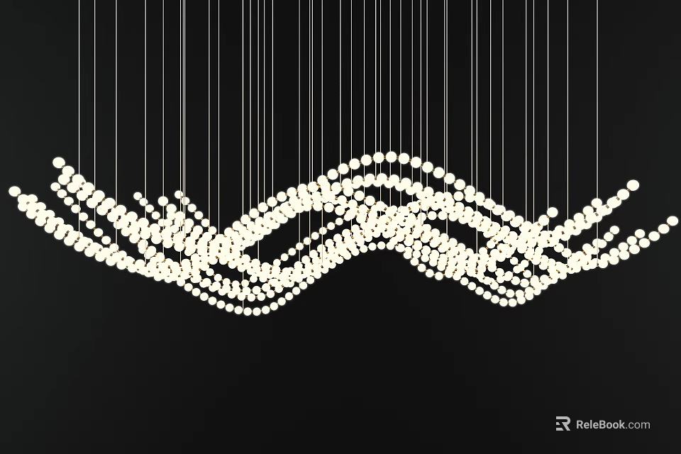 Suspended Inflatable Decorative Sculpture With Wavy Design And White Balls 3d model 