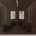 Elegant Modern Beauty Salon Reception Interior With Warm Ambient Lighting And Neat Product Display Shelves