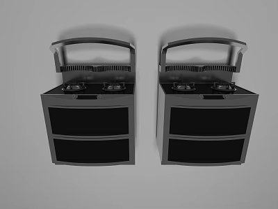 Two Modern Black Kitchen Appliances With Double Burners And Storage Compartments 3d model