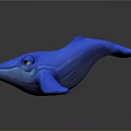 Blue Cartoon Whale 3D Model With Shiny Surface And Playful Eyes