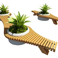 Unique Wooden Outdoor Chairs with Round Plant Pots and Green Plants Unique Design