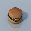 Delicious Juicy Hamburger With Beef Patty Cheese Lettuce And Tomato Bun