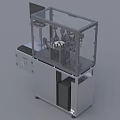 Industrial Equipment With Transparent Enclosure Mechanical Components Control Console And Monitor
