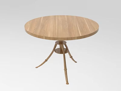 Round Wooden Table with Circular Top and Three Legged Base for Living Room 3d model