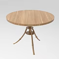 Round Wooden Table with Circular Top and Three Legged Base for Living Room