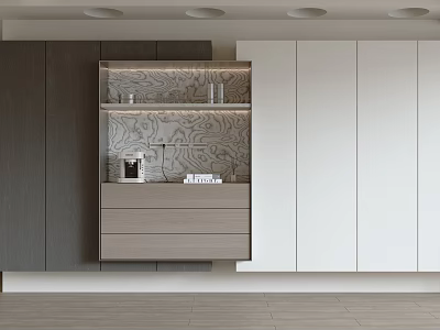 Modern Two Tone Sideboard With Drawers And Open Shelves For Dining Room 3d model