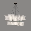 Modern White Fabric Chandelier With Irregular Shaped Shades For Interior Design