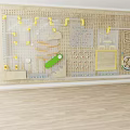 Kindergarten Interactive Pegboard Wall With Educational Tools Strings And Learning Activities 3d model