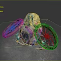 Futuristic Mechanical Device With Stone Textured Surface Dual Large Fans And Yellow Blue Central Panel