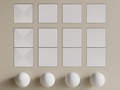 Assorted Textured Square Patterns With Decorative Spherical Objects Design Collection 3d model