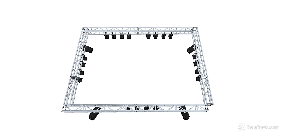 Downlights And Spotlights Installed On Metal Truss Frame For Stage Lighting Setup 3d model 