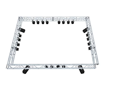 Downlights And Spotlights Installed On Metal Truss Frame For Stage Lighting Setup 3d model