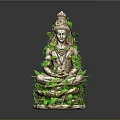 Intricate Decorative Shiva Statue Adorned With Green Vines And Lotus Base