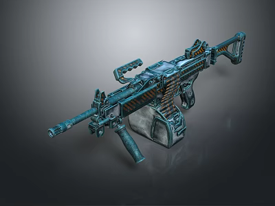 Modern Tactical Combat Rifle With Metallic Finish Wooden Grip And Scope 3d model