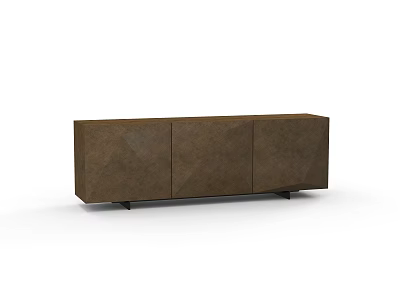Modern Brown Textured Entryway Console Cabinet with Three Door Design and Black Legs 3d model