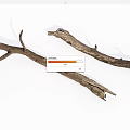 Natural Stone Wood Branches with Dried Texture and Rustic Shape on White Background 3d model
