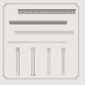 French Gypsum Line Gypsum Component Carved European Column Roman Column 3d model