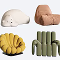 Creative Shaped Leisure Chairs with White Beige Yellow Green Colors