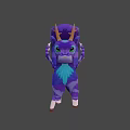 3D Fantasy Game Character With Purple Blue Fur Antler Horns And Dragon Wings