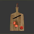 Fresh Red Tomato With Sliced Pieces On Wooden Cutting Board And Kitchen Knife