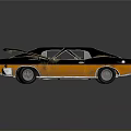 Two Classic Vintage Cars With Retro Design And Shiny Black Orange Finish