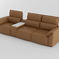 Modern Brown Leather Leisure Sofa Set With Modular Design And Side Table 3d model