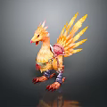 Golden Phoenix Game Character With Fiery Feathers And Armored Legs