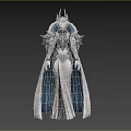 Mythical Game Movie Character With Horned Crown Long Cape and Frosty Armor Design 3d model