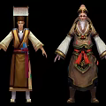 Game and Movie Characters in Traditional Chinese Style Robes with Decorative Belts